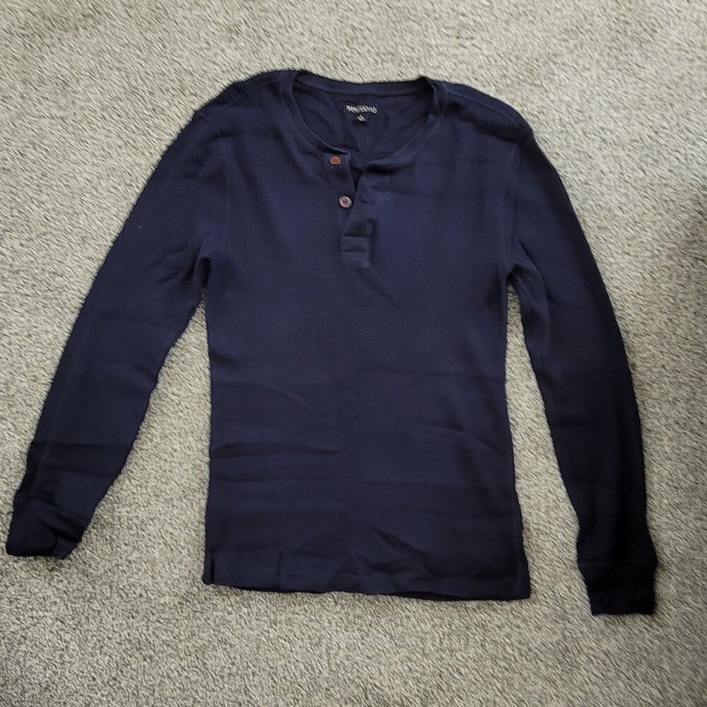 Men's J Crew Mercantile Navy Waffle long Sleeve Shirt Small
